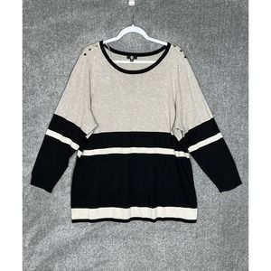 A & I Tunic Sweater‎ Top Womens Size 3X Long Sleeve Tan Black Rayon Nylon